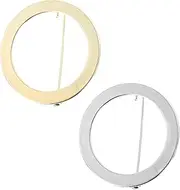 [ROMISBABA] Long Lasting Round Alloy Pins 2pcs Metal Brooch Pins Round Circle Clothing Clips Clothes Breast Pins for Diy Decor