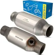 PHILTOP 2PCS High Flow 2.5" Catalytic Converter Stainless Steel Catalytic Converter Kit Direct-Fit Catalytic Converter Kit OE# 410250 (EPA Compliant)