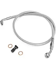 Mofun 32" Extended Length ABS Upper Hydraulic Front Brake Line Kit Compatible with 2018-2024 Harley Softail Fat Bob Low Rider S ST with ABS, For 12"-14" Handlebar, Stainless Steel, Chrome