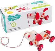 Wooden Pull Toys,Toddler Toy Puppy Pull Along Wooden Walking Toy - Push Developmental Pull Toys Kids Toy with String for Boys & Girls