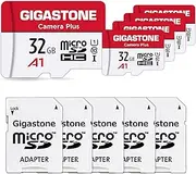 GIGASTONE 32GB Micro SD Card 5-Pack, MicroSDHC Memory Cards for Security Cameras, Wyze Cam, Roku, Full HD Video Recording, UHS-I U1 A1 Class 10, up to 90MB/s, with Adapter