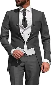 [JEShifangjiusu] Men's Irregular Hem Groom Banquet Set Without Collar Ballroom 3 Pieces Tuxedo Wedding Dinner Party Tuxedo