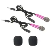 Mini Microphone Portable Vocal Microphone Rose Red for Singing 2Pcs