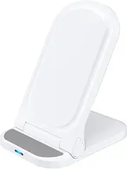 White,15W Wireless Charging Station, Foldable Wireless Charging Stand, Travel Desktop Portable Charger for iPhone 16/15/14/13/12/SE, Samsung Galaxy S24 Ultra/S23 Ultra/S22/S21
