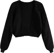 [GORGLITTER] Women's Long Sleeve Bolero Shrug Open Front Knit Cropped Cardigan Sweater Shrugs
