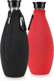 kwmobile Neoprene Cover Compatible with SodaStream Bottle Medium, Black / Red
