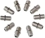 Hisocute 10 Pcs Joiner Barrels Connector F Plug Coupler Adaptor 4 for Sky for Female F Connector Joiners Female F Connector Female F Connector to Male Bnc Female F Connector Adapters Female F to
