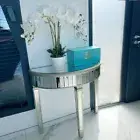 Ornate Mirrored Half Moon Console Table Living Room Hallway Demi Lune Furniture
