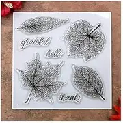 Kwan Crafts Leaves Hello Thanks Grateful Clear Stamps for Card Making Decoration and DIY Scrapbooking