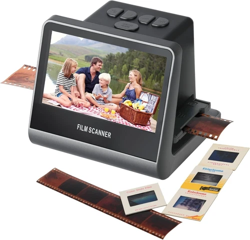 22MP Film and Slide Scanner with 5” LCD Screen, Convert Color & B&W Negatives &