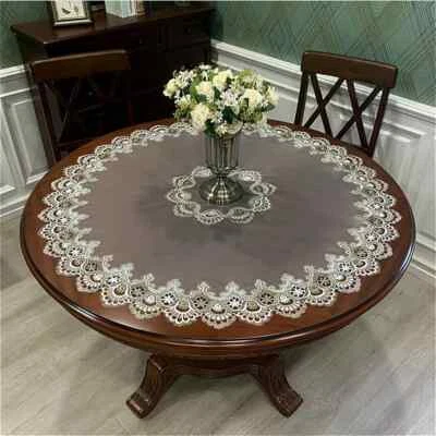 British Lace Leaf Border Transparent Bedroom Kitchen Tablecloth Hotel Restaurant