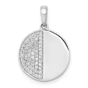 14k White Gold 1/4ct. Real Diamond Fancy Half and Half Circle Pendant