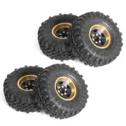 4PCS Set x Brass Rubber Beadlock Wheels+Tires For 1/24 Axial SCX24 TRX4M RC Car