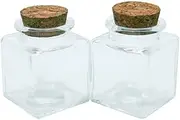 6pcs Transparent Empty Glass Bottle with Cork Glass Bottle Transparent Square Mini Glass Jar, Suitable For Wedding Small Wishing Wholesale Bottle (6,50ml)