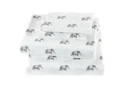 Sheet Set Elephant Grey/White Elephants Flat Sheet Fitted Sheet and Pillow Ca...