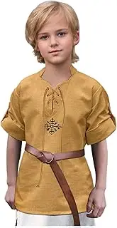 [keland] Medieval Shirt Children's Renaissance Shirt Boys Medieval Shirt Scottish Jacobin Top