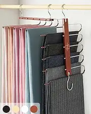 MORALVE Pants Hangers Space Saving - 2 Pack European Beechwood Scarf Hangers - Closet Organizer Jean Hangers - Scarf Holder Closet Space Saving Hangers - Pant Rack Leggings Hanger Space Saver