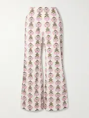 [ALIX OF BOHEMIA] ALIX OF BOHEMIA - Charlie Floral-print Cotton Flared Pants - White - US8 US 8 White