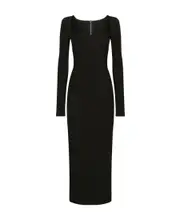 Dolce Gabbana Milano Long-Sleeved Jersey Rib Sheath Dress IT40,IT44,IT42,IT48 Black