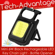 Black Mini 6W LED Rechargeable Carabiner Torch Work Light - Bottle Opener