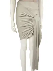Grey Front Draped Mini Skirt