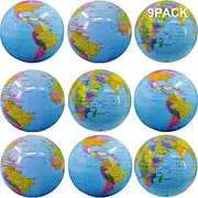 Inflatable Beach Balls Bulk Jumbo 16" World Globe Pool Toys Balls for Pool, Beach, Summer Pool Party - Swimming Pool Game Water Beach Toys Kid Party Favor Luau Decorations Blow Up Beach Ball