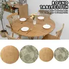Round Table Cloth Waterproof Farmhouse Table Cover Decorative Wood/Woven CadJG