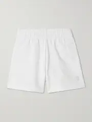 [Anine Bing] Anine Bing - Kam Embroidered Cotton-jersey Shorts - White - small small White