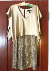 AIDAN MATTOX layered sequin dress, bronze, Size 6, NWT