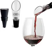 TenTen Labs Wine Aerator Pourer and Wine Stopper (2-pack) - Wine Saver - Wine Aerator and Re-corker - Gift Box Included (Black)