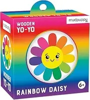 Mudpuppy Rainbow Daisy Wooden Yo-Yo, Beginner Yo-Yo for Ages 6 and Up, Dual-Sided Full Color Artwork, Step-by-Step Instructions Included, Twist on The Classic Game, Makes A Great Gift!