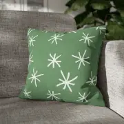 CUSHION COVER PILLOW CASE|GREEN WINTER SNOW FLAKE PATTERN