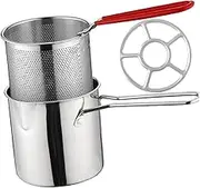 1Set Stainless Steel Fryer Basket Deep Frying Pot for Home Kitchen Lightweight and Easy to Use for Chips Fish Vegetables and More