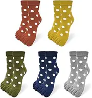 [HOMSSEM] Womens Girls Toe Socks Five Fingers Cotton Socks Colorful Ankle Socks Athletic Running Socks Toe Seperated Socks