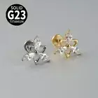 Titanium Zircon Hollow Flower Studs Labret Piercing Tragus Helix Bar Earrings