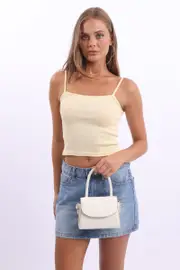 Yellow Pointelle Cami Top - Size 14L, Women's Singlet