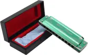 East Top Upgrade Harmonica, C Key 10 Hole Professional Green Diatonic Blues Harm