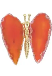 Crystal Agate Slice Butterfly Wings Stand Animal Reiki Red
