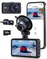 Dash Cam, 4K+2.5K Dash Cam Front and Rear, Dash Cam for Cars with APP, 3" IPS...
