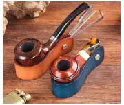 Genuine Leather Tobacco Pipe Stand Holder Rack Smoking Pipes Reamer cleaner Tool