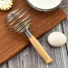 Wood Handle Spring Egg Whisk Stainless Steel Egg Mixer Spiral Egg Beater Flour