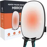Heated Shower Mirror Fogless for Shaving，5000mAh Rechargeable, 360° Rotation,Two Razor Holders No-Drilling Fogless Mirror for Shower Shatterproof & Waterproof Anti-Fog Shower Shaving Mirror Fog Free