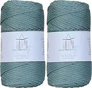 Makromecity, 2 Skeins of Polyester Macrame Cord 3mm x 131 Yards (394 feet) 3mm Polypropylene Crepe Green Macrame Cord Crochet Macrame Bag Cord Crafts for Wall Hangings, Bags, Underplate, Rug…