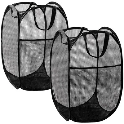 Pop Up Mesh Laundry Hamper Foldable Dirty Clothes Basket with Carry Handles