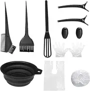 THINTON 13 Pcs Hair Dye Bowl and Brush Kit, DIY Beauty Salon Hair Dye Bleaching Tools Kit, Tint Brush, Mixing Bowl, Highlighting Comb, Ear Cover, Shawl, Gloves, Hairdressing Clips