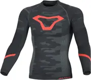 Macna Base Layer All-Season Longsleeve Functional Shirt, black-grey-red, Size 2XL 3XL for Men Black Grey Red