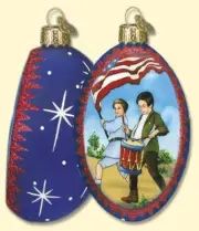 Civil War Ornament Old World Inside Art Oval Flag & Drum 99011 7