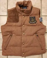 Polo Ralph Lauren Herringbone Courage Down Tweed Brown School Puffer Vest Girls
