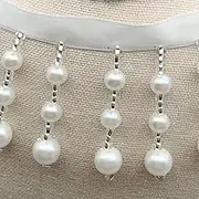 Tassel Fringe Trim, 1 Yard Pearl Tassel Trim Ribbon Lace Decorative Fringe Hanging Beads Pendant Ribbon DIY Clothes Curtain Decoration(4.5cm)