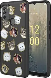 [KOARWVC] Phone Case for Nokia C31 Case, TA-1499, TA-1497, TA-1493 Case Cute cat Pattern Design Slim Protective Soft TPU Bumper Phone Cover for Nokia C31 Black Cat